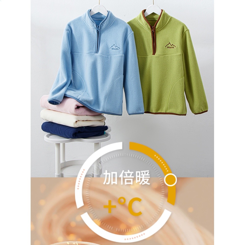 2025年新款男女童搖粒上衣童裝秋冬款新款兒童搖粒絨洋氣上衣-細節圖3