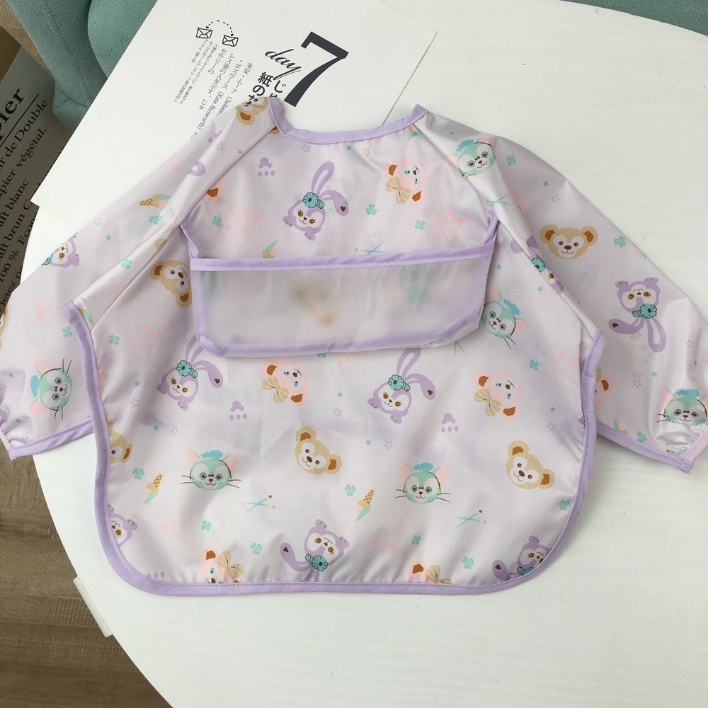 1-4歲日系全身防水防髒寶寶吃飯罩衣嬰兒反穿衣兒童圍兜繫帶免洗-細節圖4