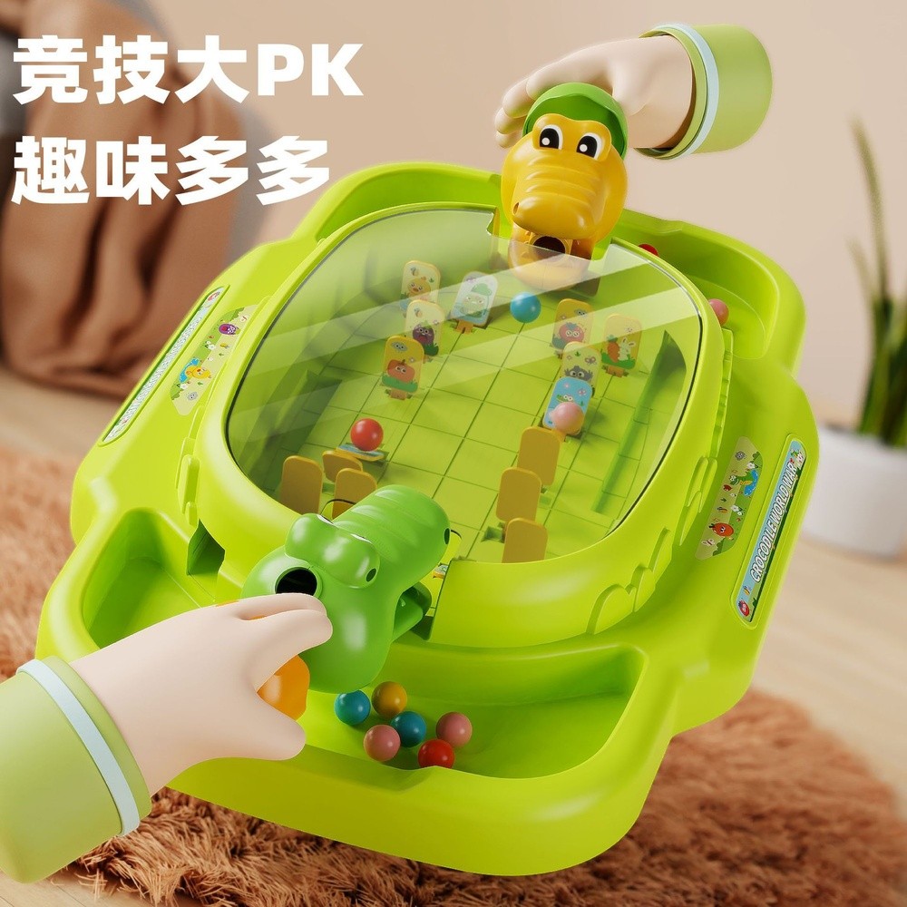 玩具新款桌面親子雙人吹泡泡彈珠泡泡機遊戲機鱷魚男孩女孩泡泡棒-細節圖2