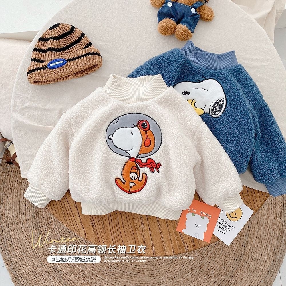 男童女寶寶春秋羊羔毛外套衛衣幼兒新款童裝加絨薄絨保暖上衣秋冬-細節圖5