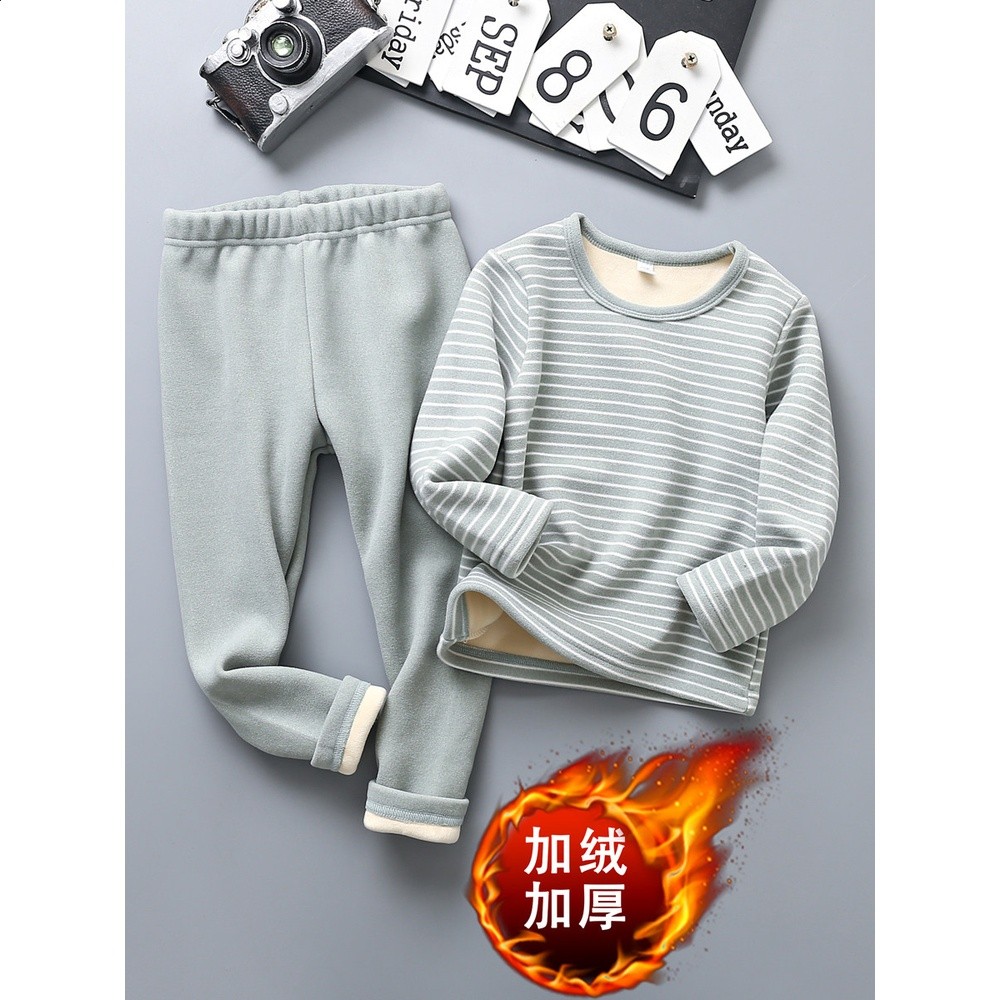 兒童保暖內衣童裝加絨加厚套裝男童秋衣秋褲女童冬裝打底兩件套潮-細節圖2