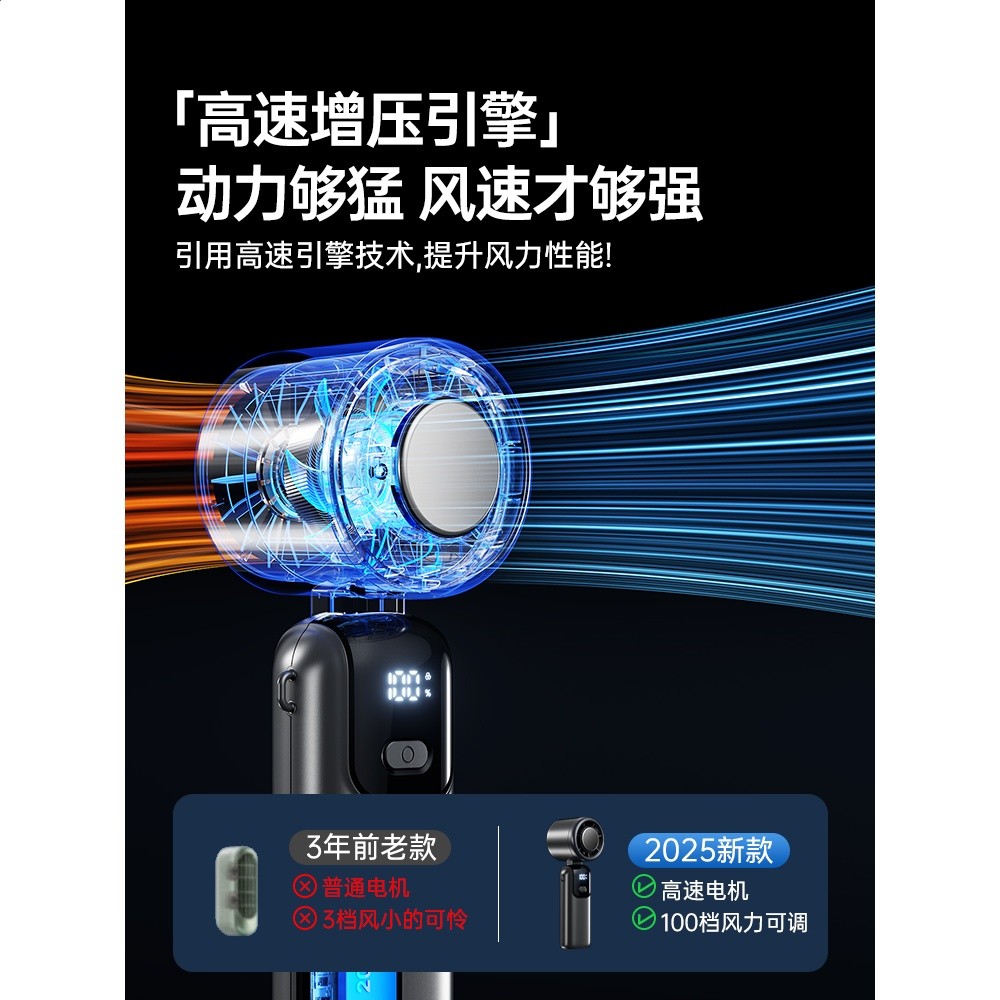 2026年新款手持小風扇無葉渦輪製冷小空調冰敷手持風扇化妝行動式隨身小型迷你usb充電式靜音電風扇降溫神器-細節圖3