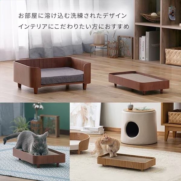 日本品質木質貓窩貓抓板一體耐磨不掉屑立式木質貓屋狗窩-細節圖4