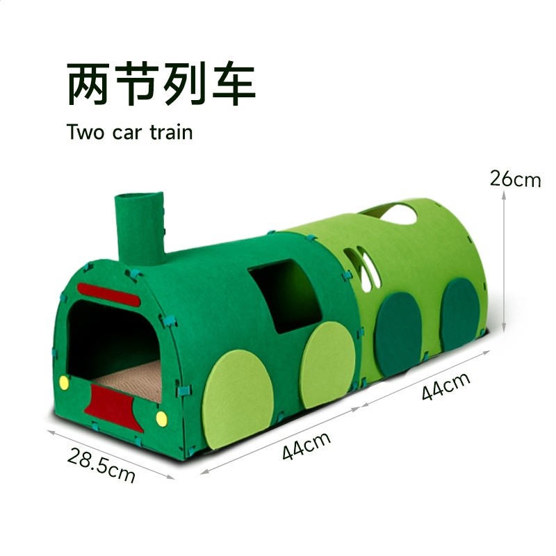 貓隧道貓抓板自嗨玩具綠皮火車通道鑽洞瓦楞紙不織布磨爪汽車貓窩-規格圖5