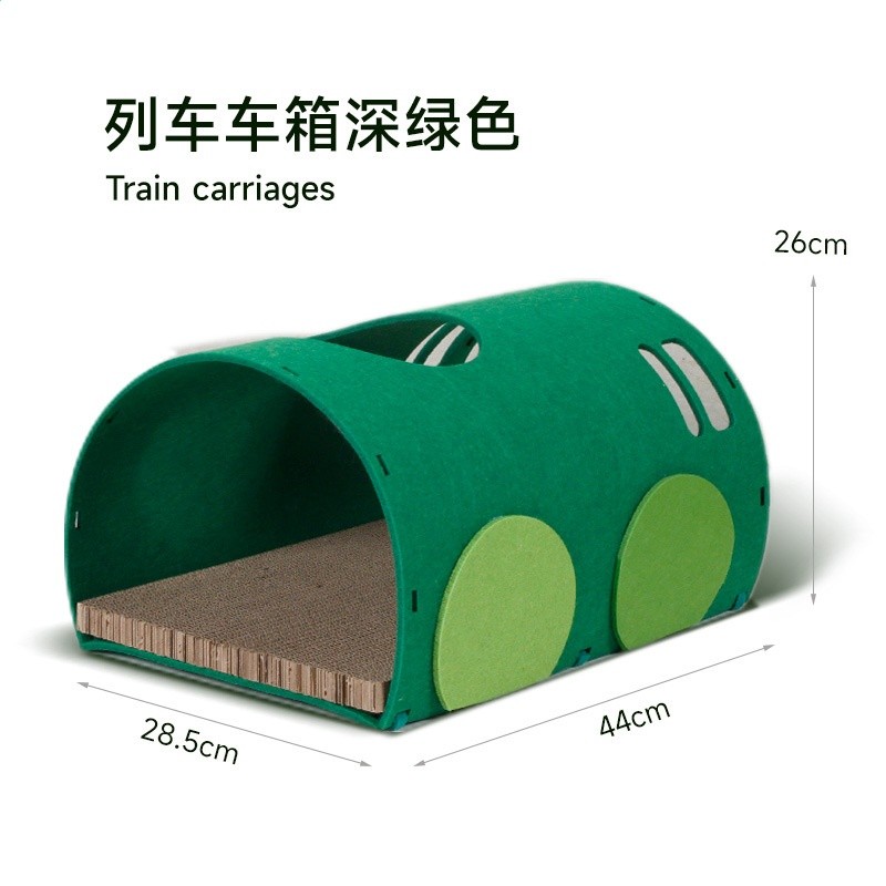 貓隧道貓抓板自嗨玩具綠皮火車通道鑽洞瓦楞紙不織布磨爪汽車貓窩-規格圖5