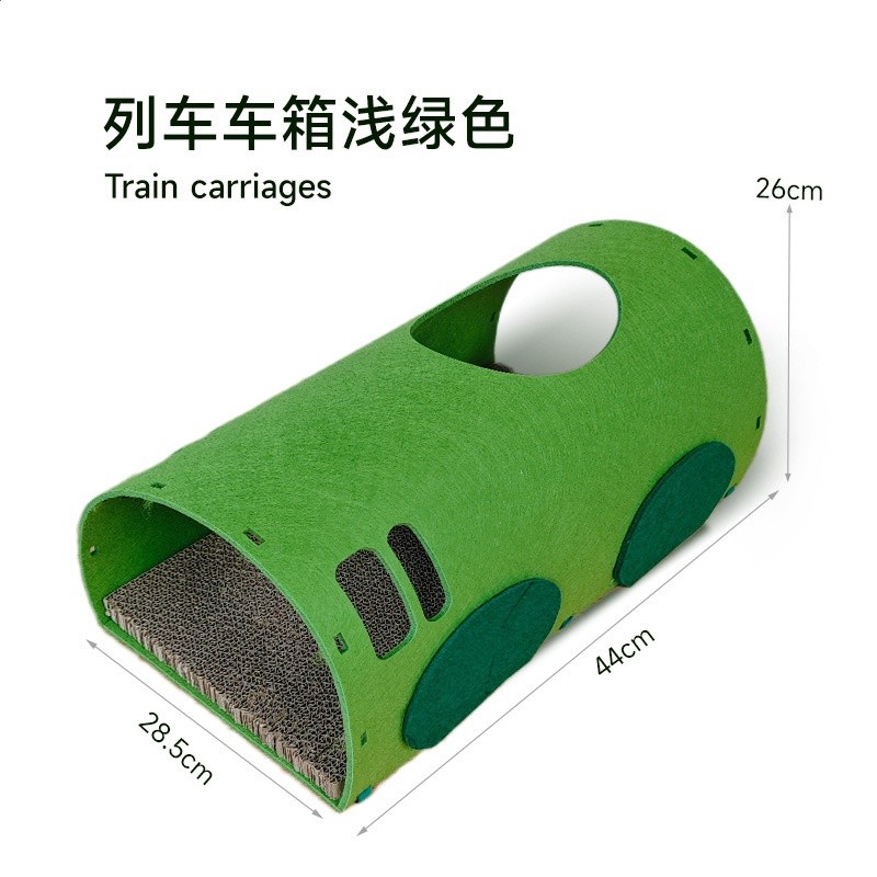 貓隧道貓抓板自嗨玩具綠皮火車通道鑽洞瓦楞紙不織布磨爪汽車貓窩-規格圖5