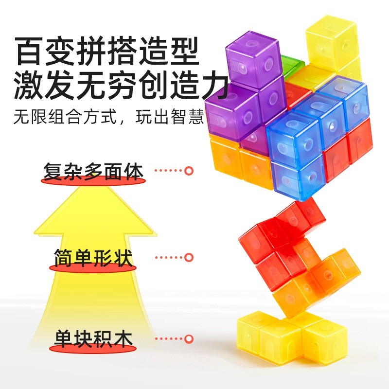 mideer彌鹿磁力積木立方體俄羅斯方塊3d拼圖兒童早教益智玩具-細節圖4