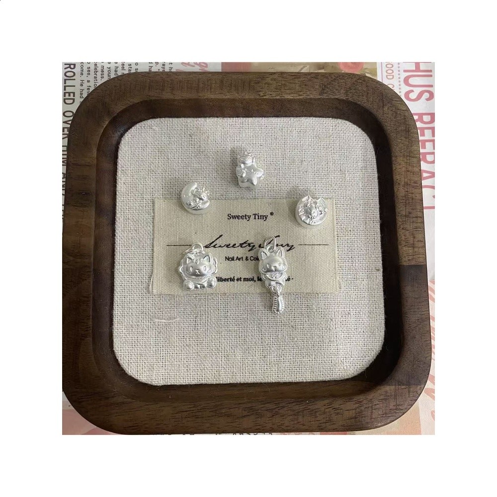 足銀999隔珠吊墜銀串珠萌萌的小配件diy手鍊項鍊銀飾配件-細節圖5