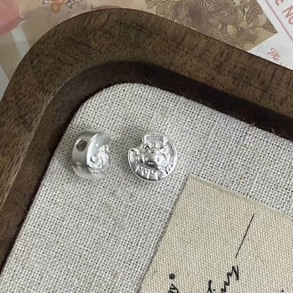 足銀999隔珠吊墜銀串珠萌萌的小配件diy手鍊項鍊銀飾配件-規格圖5