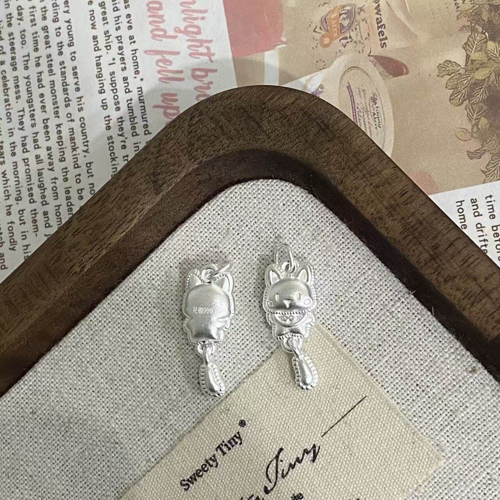 足銀999隔珠吊墜銀串珠萌萌的小配件diy手鍊項鍊銀飾配件-規格圖5