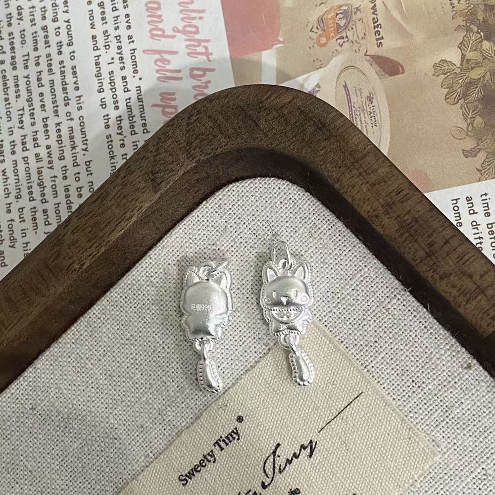 足銀999隔珠吊墜銀串珠萌萌的小配件diy手鍊項鍊銀飾配件-規格圖5