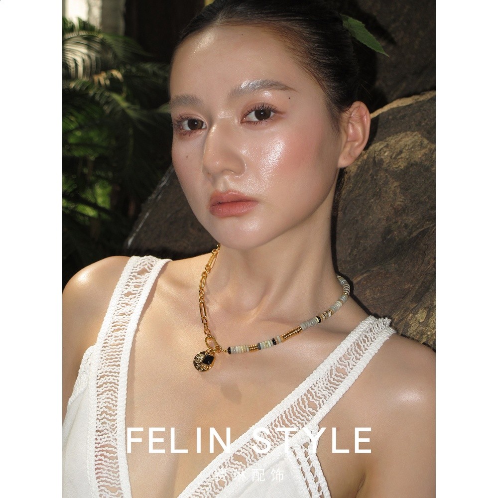 12星座彩色天然石串珠項鍊女度假風配飾2026新款高階感誇張鎖骨鍊-細節圖3