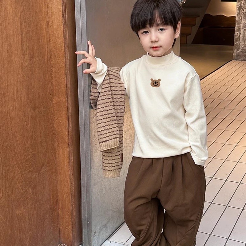 男童秋冬打底衫自發熱德絨童裝上衣男寶中小兒童潮流時尚內搭長袖-規格圖5