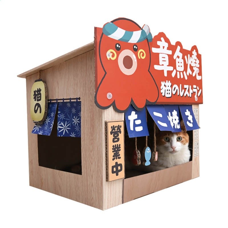 MISSPET大型和風貓抓板貓屋章魚燒貓屋溫泉貓屋-細節圖5