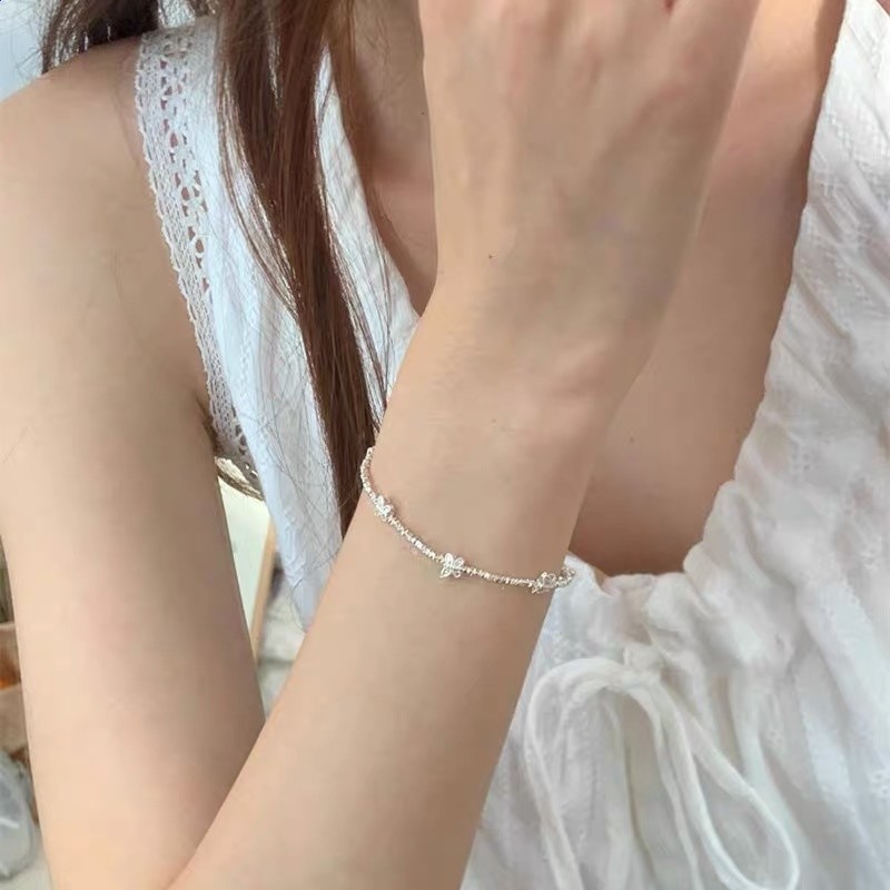 S925純銀碎銀子蝴蝶純銀手鍊女新款輕奢小眾設計銀飾手鍊高階感禮-細節圖3