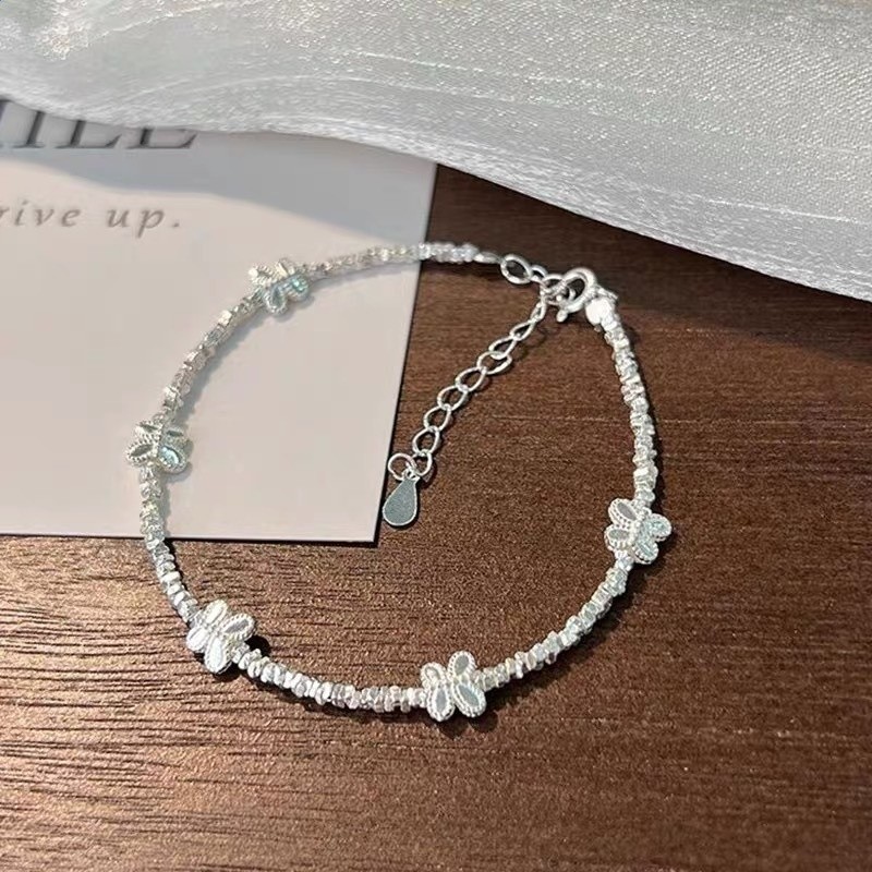 S925純銀碎銀子蝴蝶純銀手鍊女新款輕奢小眾設計銀飾手鍊高階感禮-細節圖4