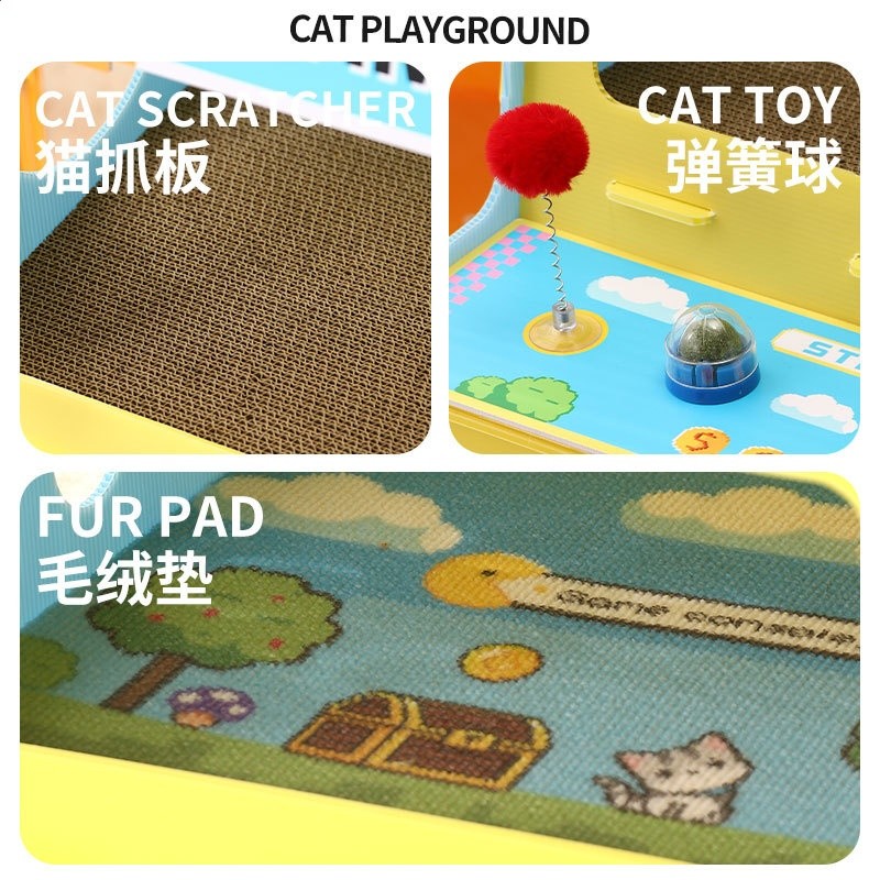 爆品復古遊戲機貓窩 可玩可磨爪雙層貓抓板大空間多貓家庭寵物窩-細節圖3