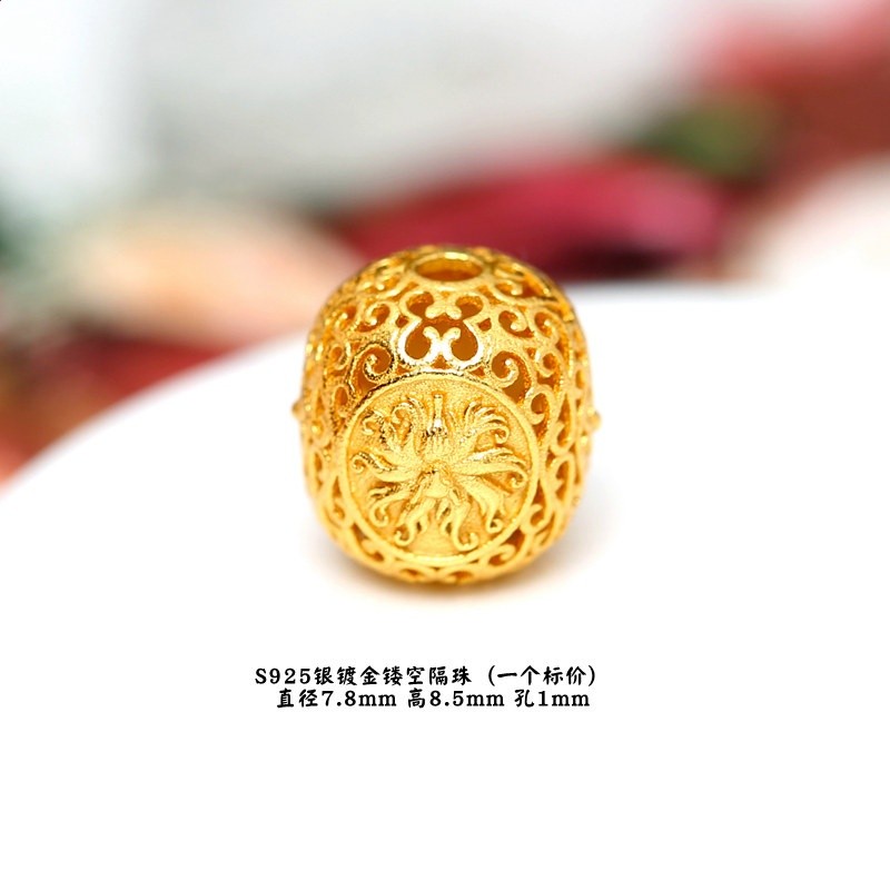 925純銀鍍金狐狸面具戒指配件DIY手鍊九尾狐雙耳配飾項鍊吊墜掛件-規格圖5
