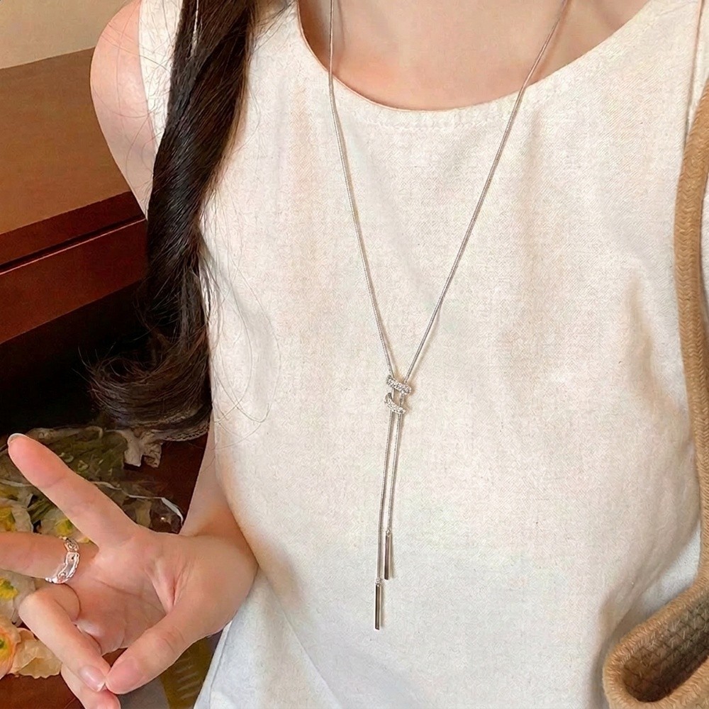 可調節螺旋長項鍊女2026新款夏天配裙子的頸鍊搭配衣服的吊墜配飾-細節圖2