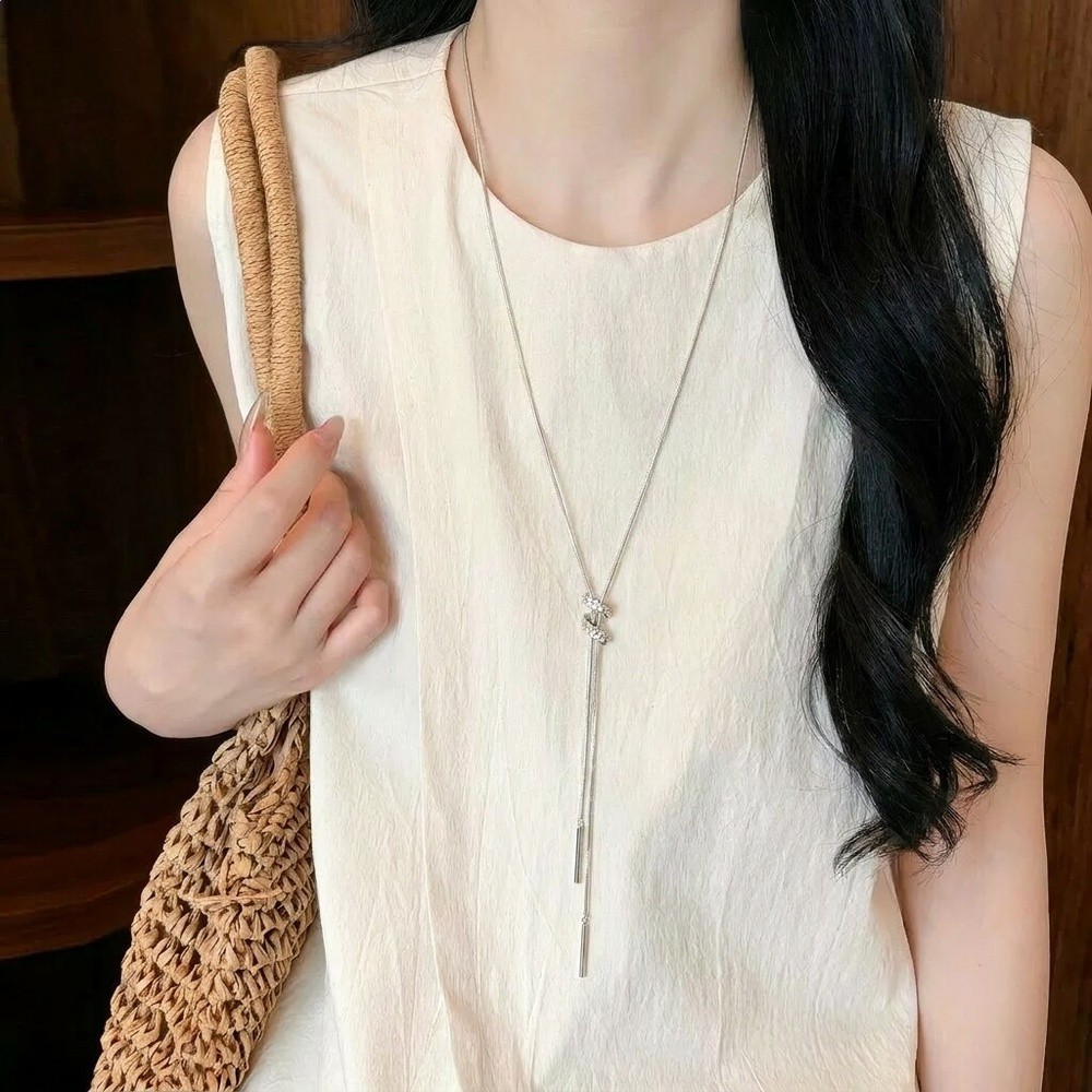可調節螺旋長項鍊女2026新款夏天配裙子的頸鍊搭配衣服的吊墜配飾-規格圖5