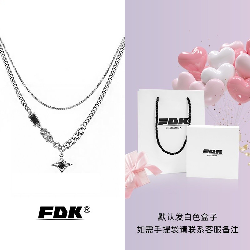 四芒星項鍊男款男生潮流嘻哈王嘉爾同款鈦鋼刻字情人節送禮男友-規格圖5