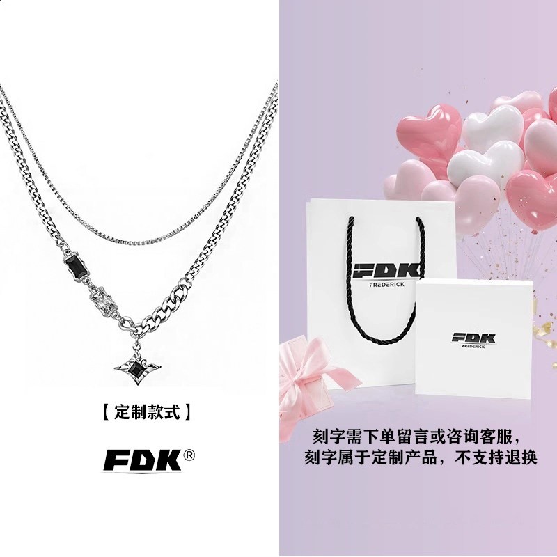 四芒星項鍊男款男生潮流嘻哈王嘉爾同款鈦鋼刻字情人節送禮男友-規格圖5