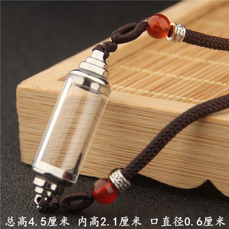 鈦鋼符管雙橫掛兩頭開口瓶子掛件可開啟裝救心丸瓶項鍊吊墜男女士-規格圖5