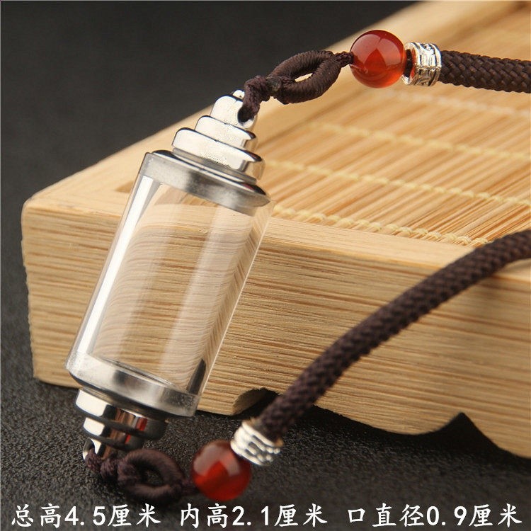 鈦鋼符管雙橫掛兩頭開口瓶子掛件可開啟裝救心丸瓶項鍊吊墜男女士-規格圖5