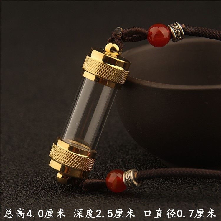 鈦鋼符管雙橫掛兩頭開口瓶子掛件可開啟裝救心丸瓶項鍊吊墜男女士-規格圖5