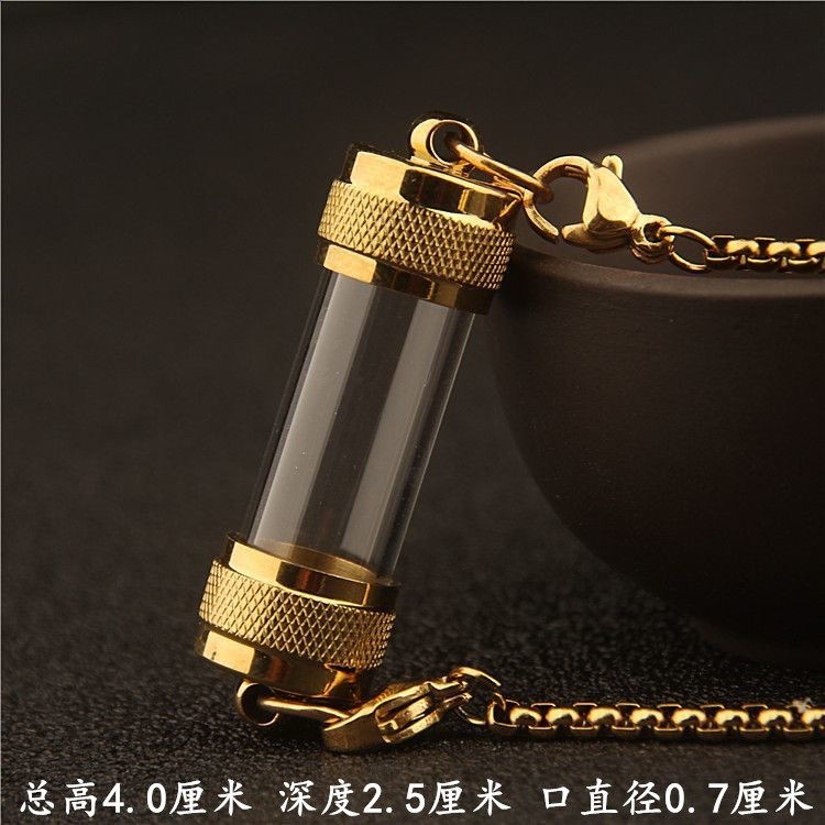 鈦鋼符管雙橫掛兩頭開口瓶子掛件可開啟裝救心丸瓶項鍊吊墜男女士-規格圖5