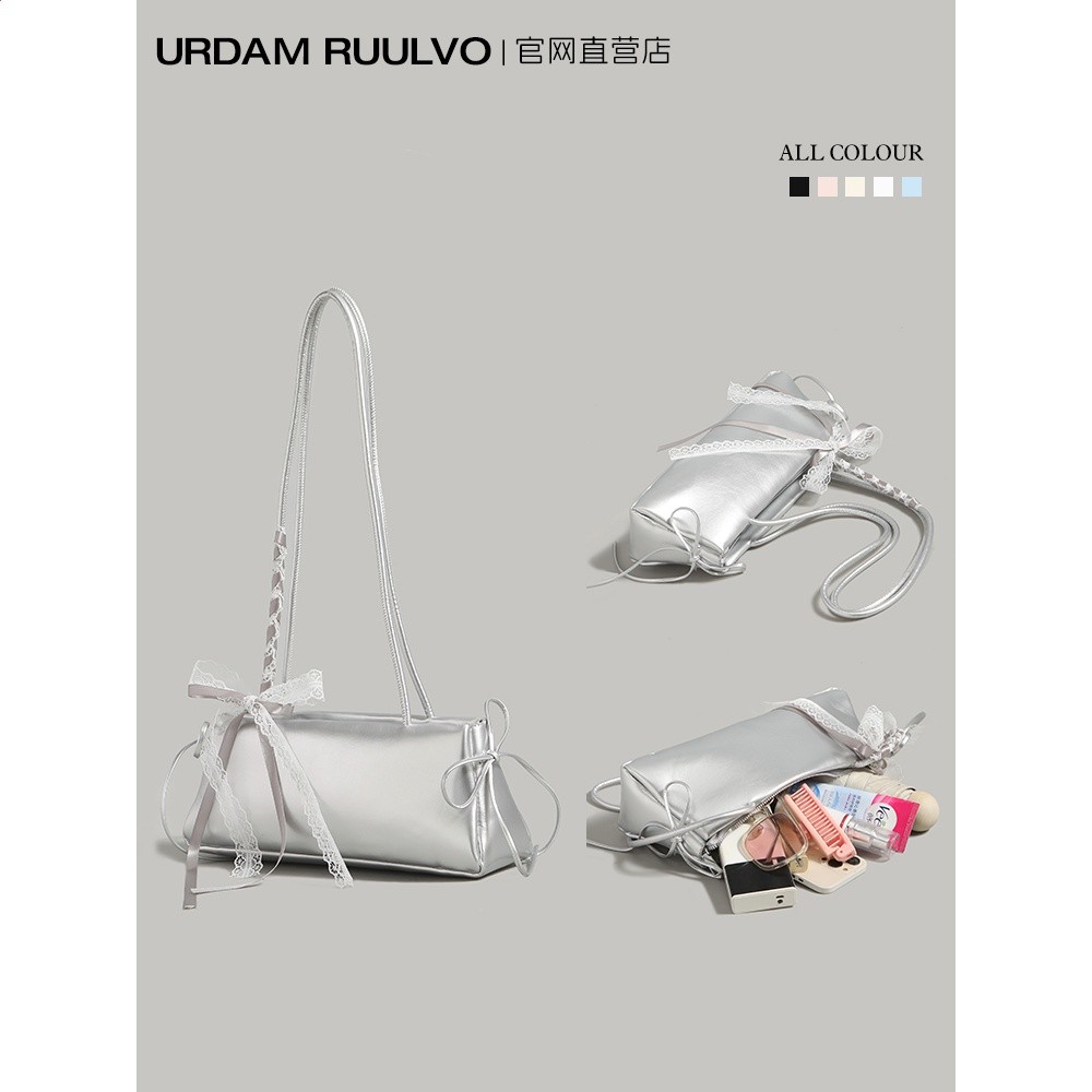 U&R韓版芭蕾風單肩腋下包女2026新款超火潮百搭通勤蝴蝶結法棍包-細節圖5