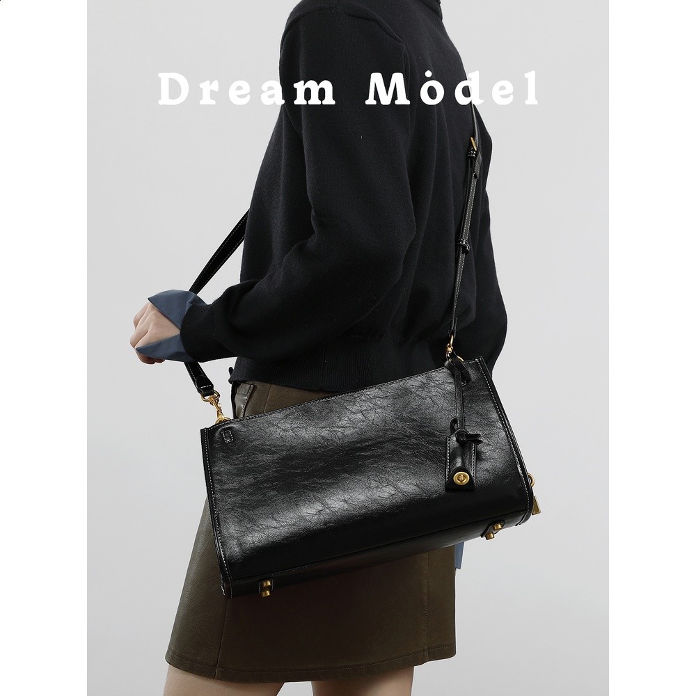 DreamModel通勤高階感油蠟皮法棍包女春季新款簡約百搭單肩斜挎包-細節圖3