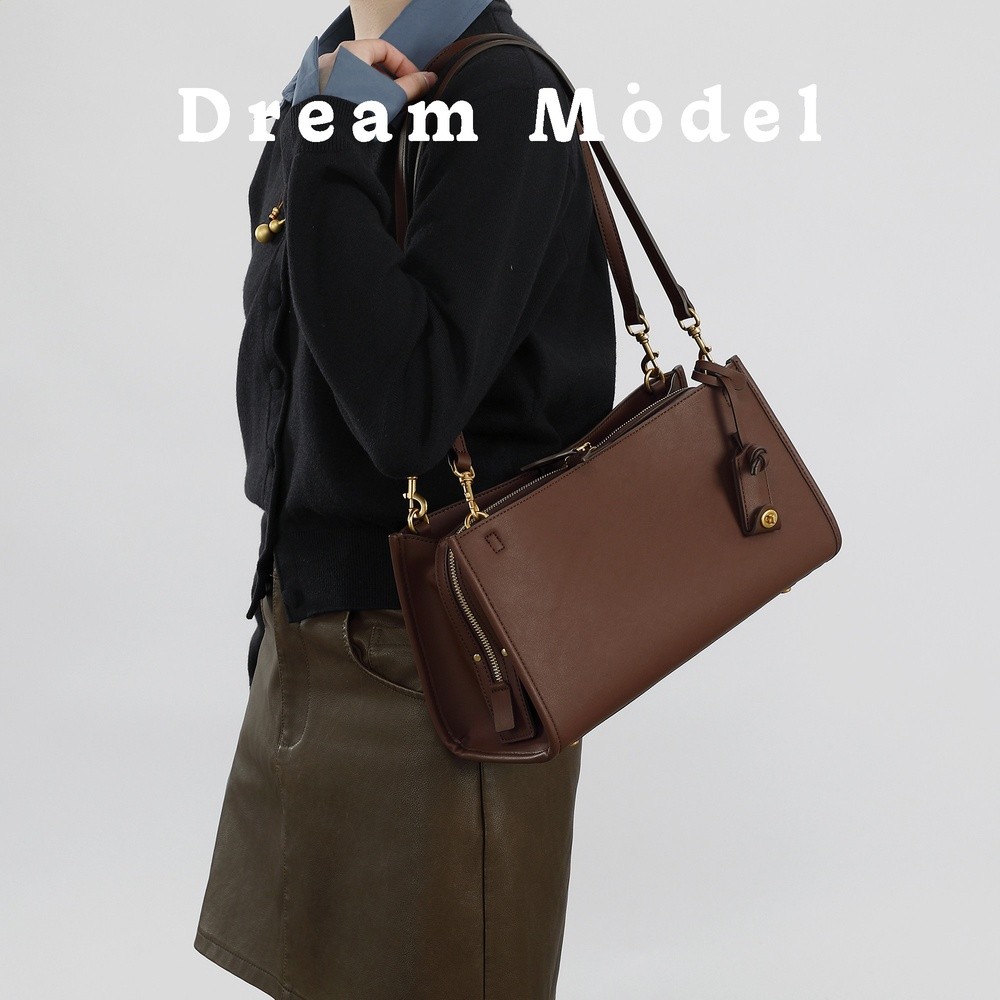 DreamModel通勤高階感油蠟皮法棍包女春季新款簡約百搭單肩斜挎包-規格圖5