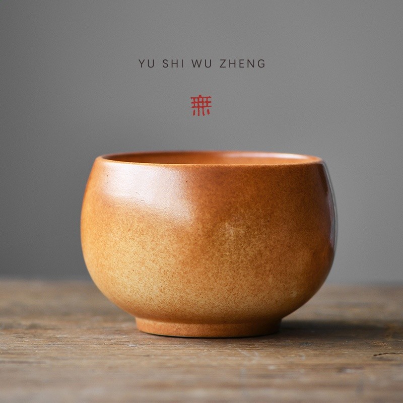 仿古蘇打燒粗陶茶杯 事事如意茶具大號品茗杯 禪意大度陶瓷單杯-細節圖3