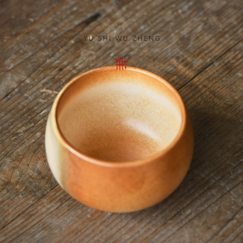 仿古蘇打燒粗陶茶杯 事事如意茶具大號品茗杯 禪意大度陶瓷單杯-細節圖4