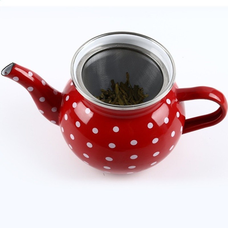 加厚搪瓷茶壺家用茶吧機紅茶具琺琅花茶壺茶水杯過濾泡茶壺沖茶器-細節圖2