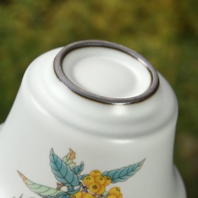 仿古月牙白汝窯茶具三才蓋碗功夫茶具開片大號陶瓷茶杯泡茶碗-細節圖4