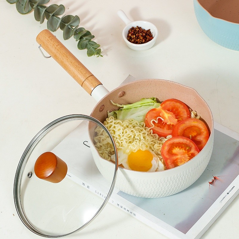 【一件代發】日式麥飯石雪平鍋不沾鍋小奶鍋電磁爐通用小鍋不沾鍋-細節圖2