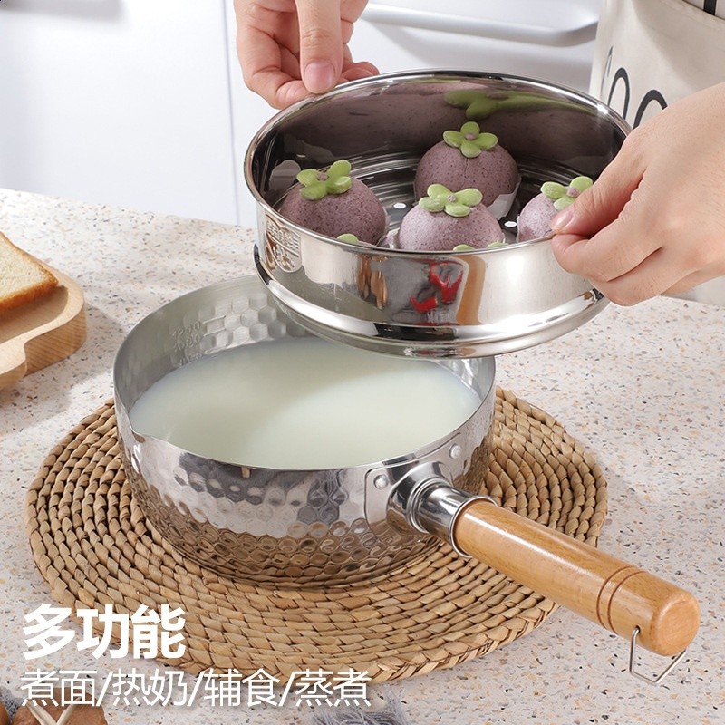 新款湯鍋日式食品級不鏽鋼雪平鍋小鍋家用寶寶輔食加厚批發-細節圖2