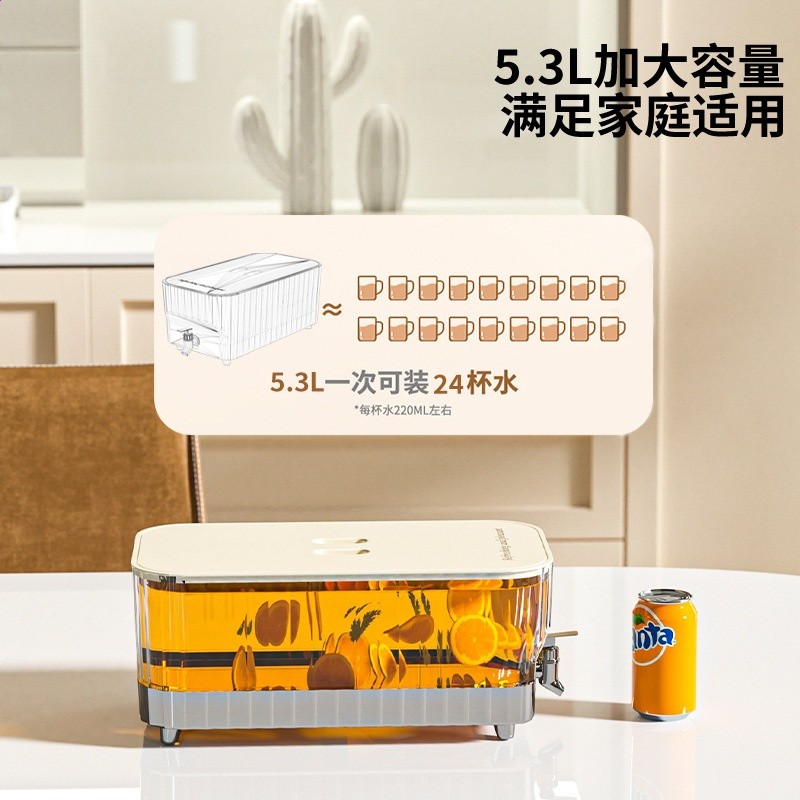 冷水壺帶龍頭大容量家用涼水壺耐高溫熱水果茶冷泡壺飲料桶涼水壺-細節圖2