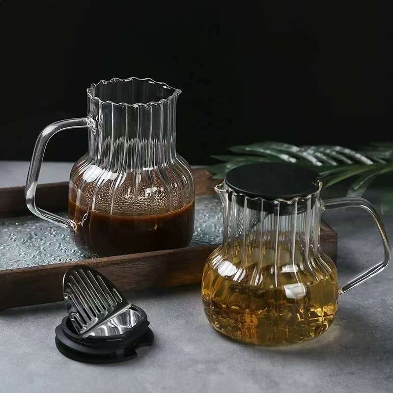 手衝咖啡壺玻璃帶蓋咖啡分享壺家用咖啡沖泡器冷萃咖啡壺茶壺-細節圖2