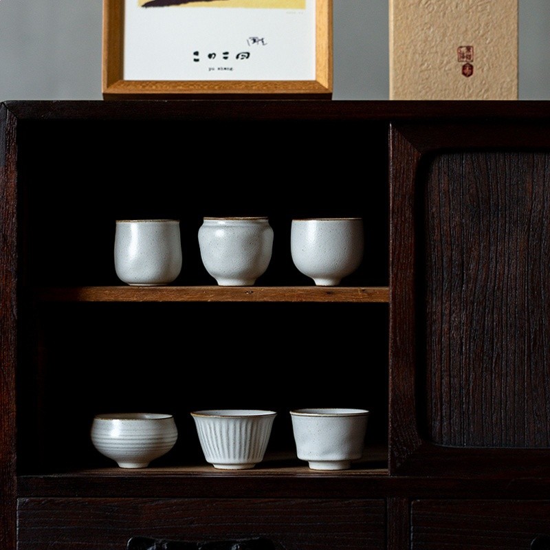 個人喝茶單杯主人杯復古茶盞粉引茶杯家用陶瓷茶具品茗杯功夫茶具-細節圖2