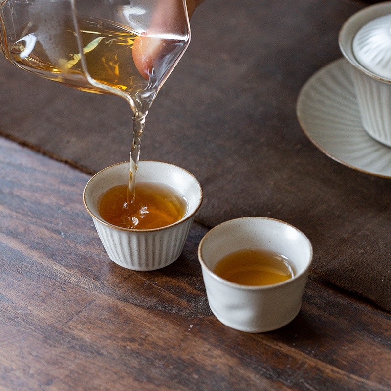 個人喝茶單杯主人杯復古茶盞粉引茶杯家用陶瓷茶具品茗杯功夫茶具-細節圖3