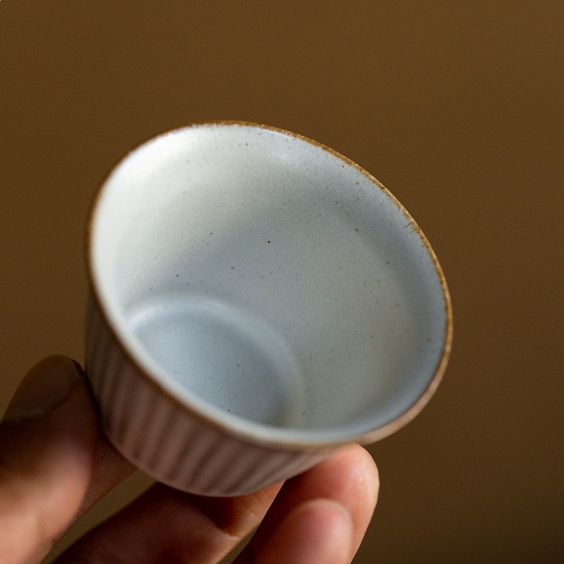 個人喝茶單杯主人杯復古茶盞粉引茶杯家用陶瓷茶具品茗杯功夫茶具-細節圖4