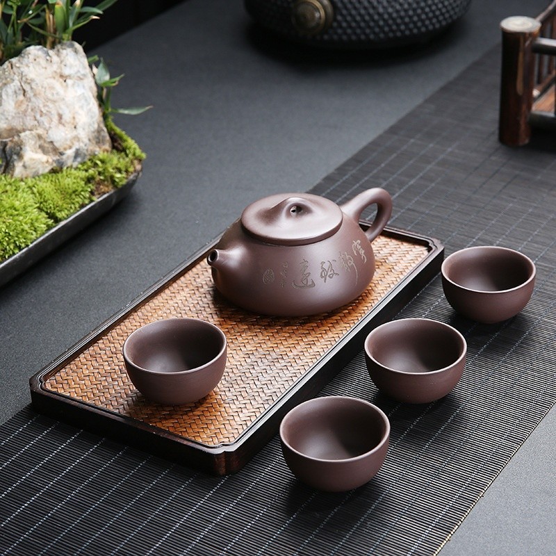 便攜戶外泡茶壺旅行茶具小套裝家用功夫一壺四杯原礦紫砂禮盒裝-細節圖2
