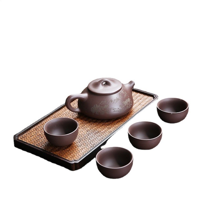 便攜戶外泡茶壺旅行茶具小套裝家用功夫一壺四杯原礦紫砂禮盒裝-細節圖5