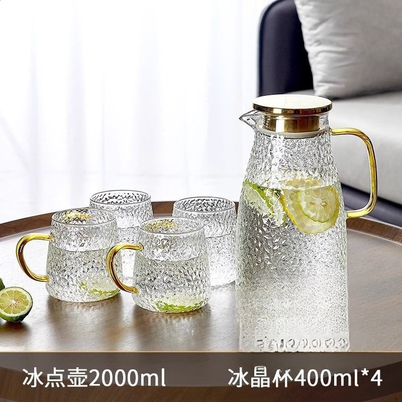 家庭裝冷水壺玻璃耐高溫冷泡壺裝水容器涼水杯夏天果茶壺水杯家用-細節圖2