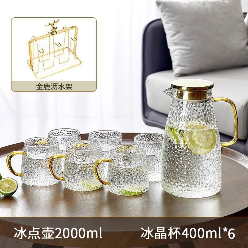 家庭裝冷水壺玻璃耐高溫冷泡壺裝水容器涼水杯夏天果茶壺水杯家用-規格圖5