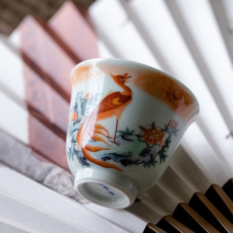 仿古青花陶瓷茶杯品茗杯家用主人杯功夫茶個人杯陶瓷茶具單杯客杯-細節圖3