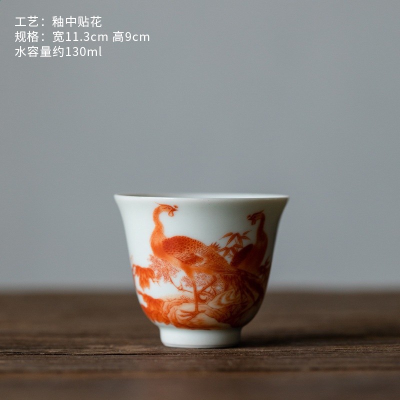 仿古青花陶瓷茶杯品茗杯家用主人杯功夫茶個人杯陶瓷茶具單杯客杯-規格圖5